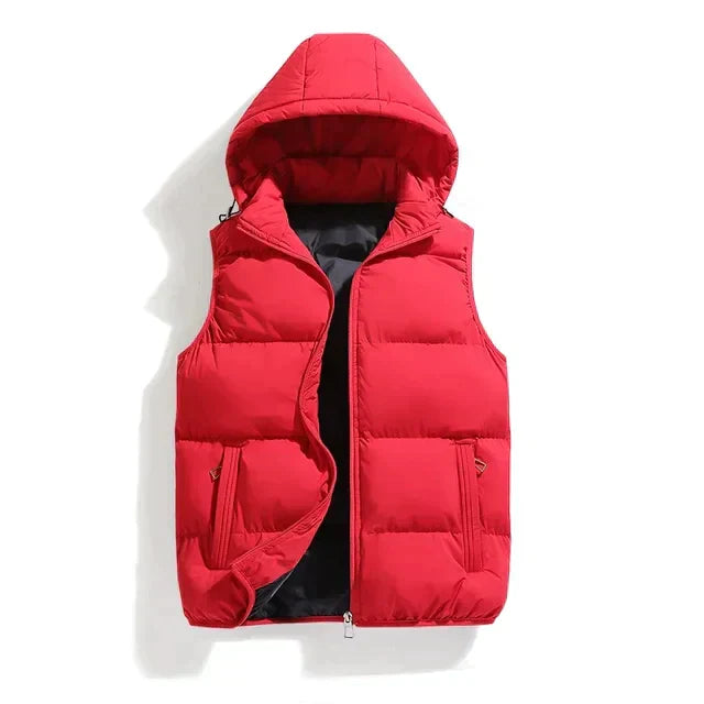 Men's warm gilet with detachable hood