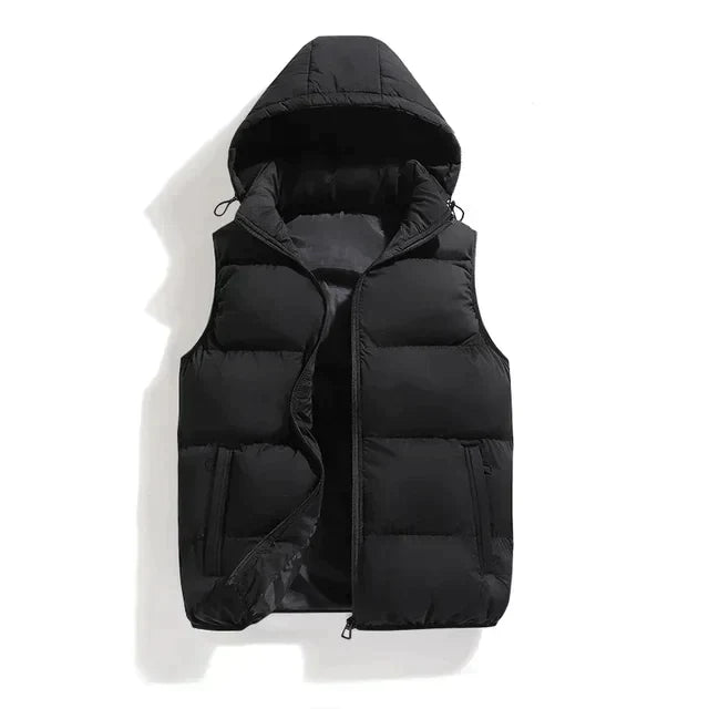 Men's warm gilet with detachable hood