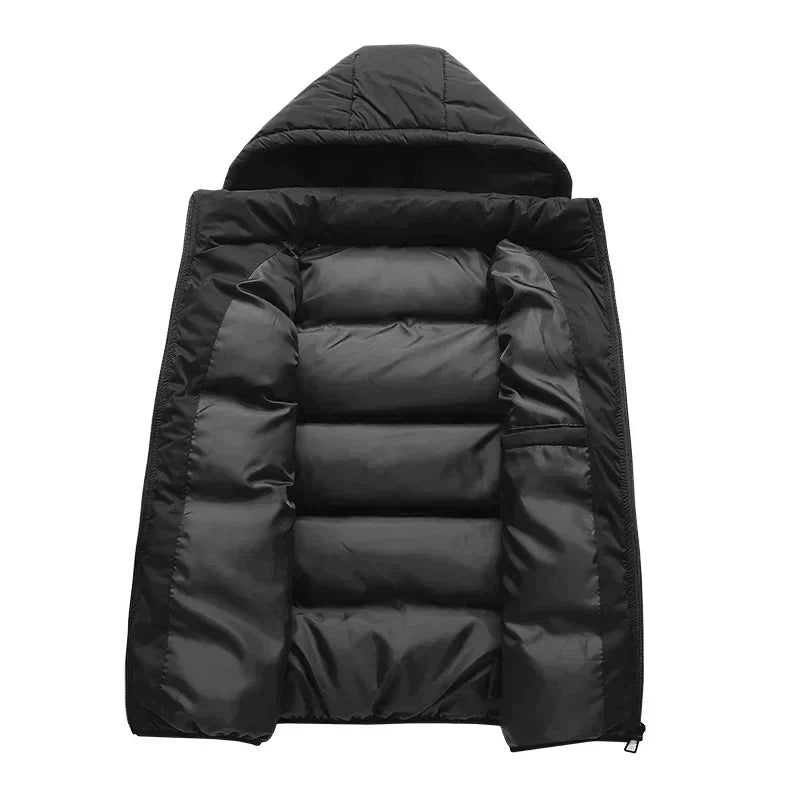 Men's warm gilet with detachable hood