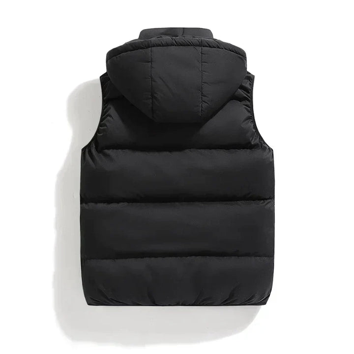 Men's warm gilet with detachable hood