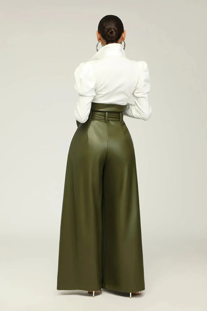 LINARA | High-waisted trousers with belt, side zipper