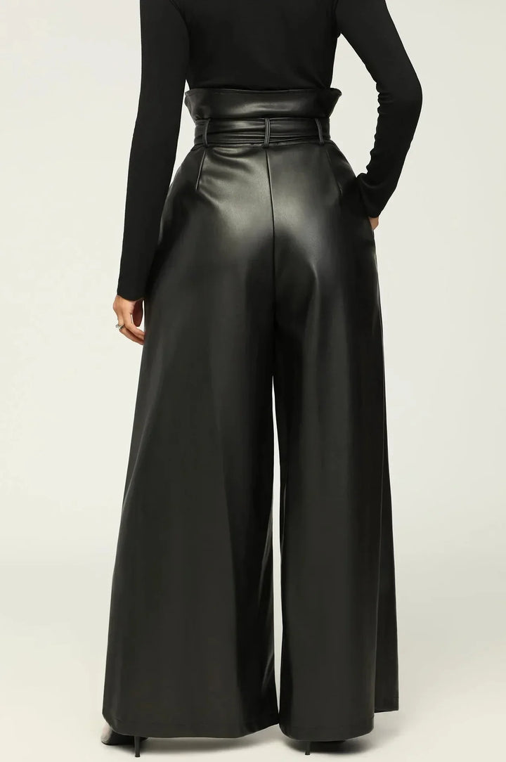 LINARA | High-waisted trousers with belt, side zipper